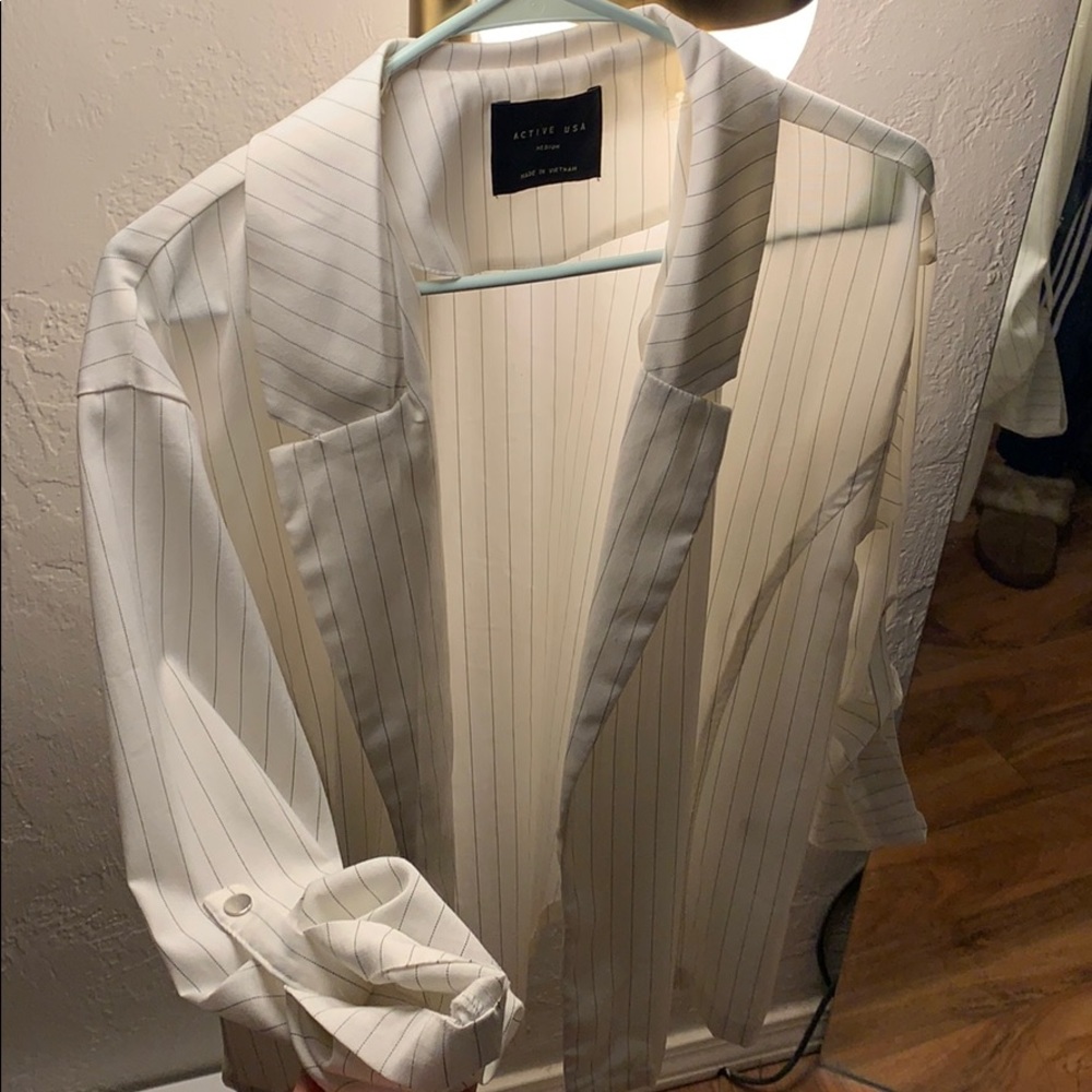 White Pinstripe Blazer
